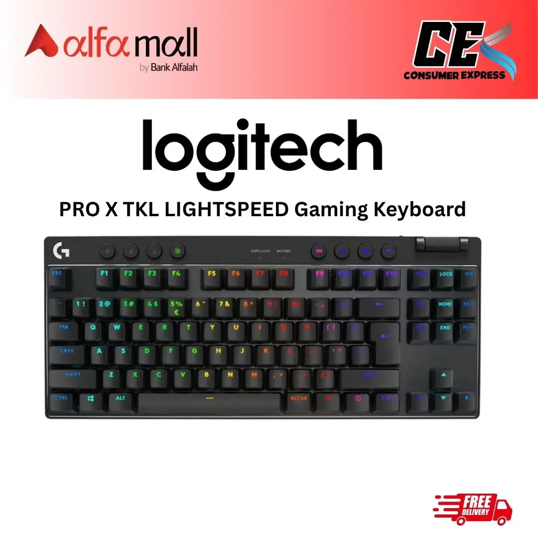 Logitech PRO X TKL LIGHTSPEED Gaming Keyboard 920012136 Black US Internial Tactile (Logitech Warranty)