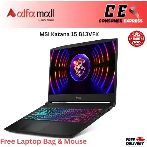 MSI Kana 15 B13VFK Core i713620H, 16GB DDR5 RAM, 1TB SSD, RTX 4050 6GB, 15.6Inch FHD IPS 144Hz, Black (Brand New, 1 Year Warranty)