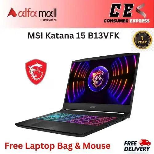 MSI Kana 15 B13VFK Gaming Laptop 13th Gen Core i713620H, 16GB DDR5, 1TB SSD, NVIDIA RTX 4050 6GB Graphics, RGB Keyboard, 15.6" FHD IPS 144Hz, Windows 11 Home