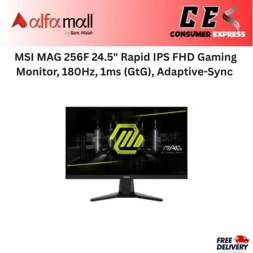 MSI MAG 256F 24.5" Rapid IPS FHD Gaming Mitor, 180Hz, 1ms (GtG), AdaptiveSync
