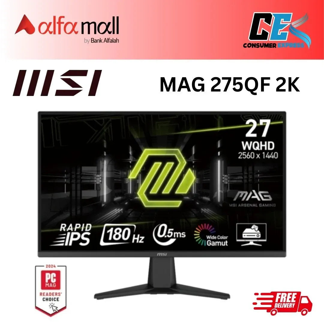 MSI MAG 275QF 2K 180Hz WQHD IPS 0.5ms AdaptiveSync Gaming Mitor