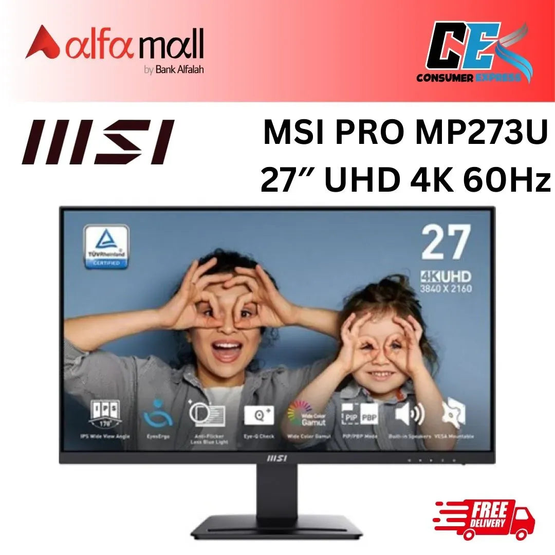 MSI PRO MP273U Professial Business Mitor 27inch UHD 4K 60Hz 4ms (GTG) IPS, HDR Ready