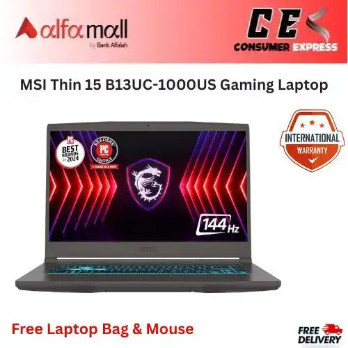 MSI Thin 15 B13UC-1000US Gaming Laptop | Intel Core i5-13420H 16GB 512GB NVIDIA Geforce RTX 3050 4GB Windows 11 15.6" FHD 144Hz