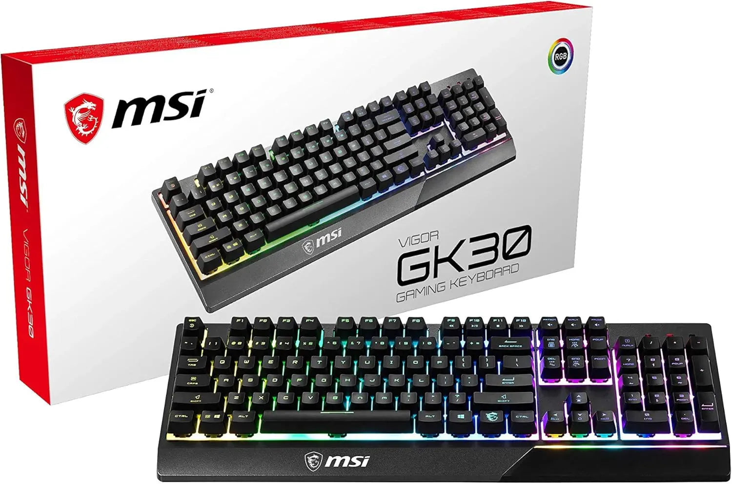 MSI VIGOR GK30 Gaming Keyboard, Plunger Switches, RGB