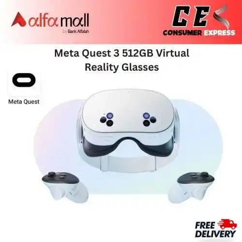 Meta Quest 3 512GB Virtual Reality Glasses, Breakthrough Mixed Reality, 512GB, White, 4K