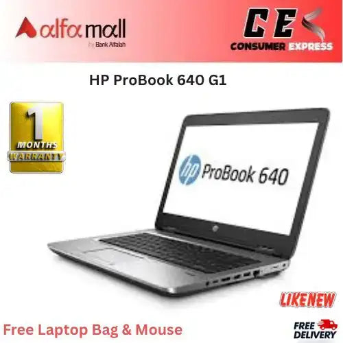 HP ProBook 640 G1 CI5 4th Gen 8GB Ram 128GB SSD 14-Inch Display (Like New) - Free Bag & Mouse -
