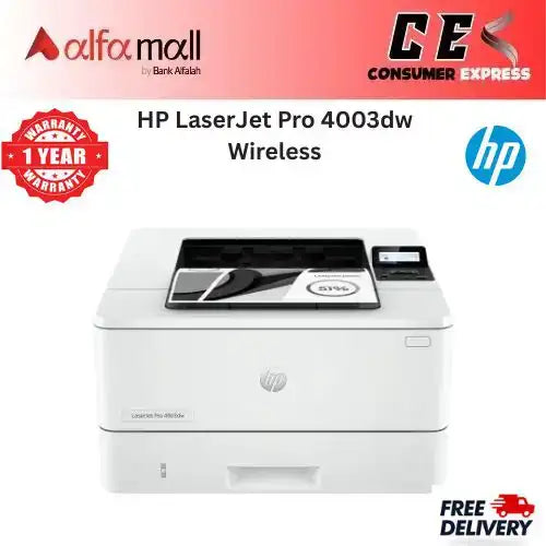 HP LaserJet Pro 4003dw Wireless AutoDuplex Printer 2Z610A, Black & White (Brand New, Official 1 Year Warranty)