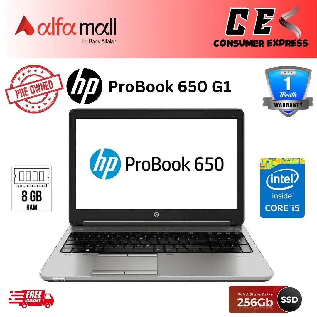 HP ProBook 650 G1 Business Laptop PC Intel Core i5 4300M up to 3.3GHz, 8GB DDR3L, 256 GB SSD, WIFI, DVD, VGA, DP, Win 10 Pro 64 Bit, 15.6 Inch Display (Preowned)