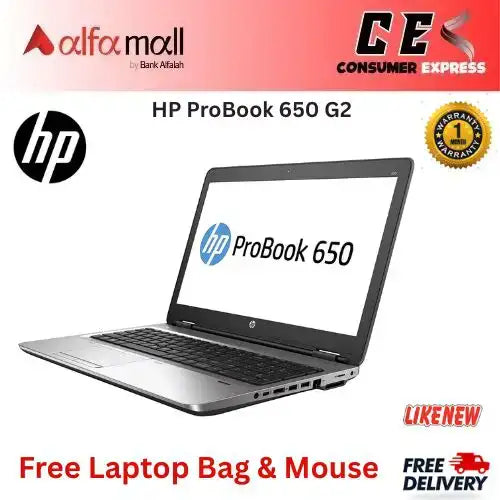 HP ProBook 650 G2 Business Notebook Intel i56th Generi, 16GB DDR4, 256GB SSD, WiFi+Bluetooth, Webcam, 15.6" FullHD, Windows 10 Pro64 Free Bag and Mouse (Like New)