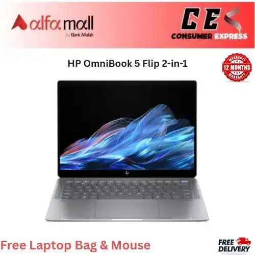 HP OmniBook 5 Flip 2in1 Core 7 150U, 16GB DDR5 RAM, 512GB SSD, Intel Graphics, 14Inch FHD+ Touch, Grey (Brand New, 1 Year Warranty)
