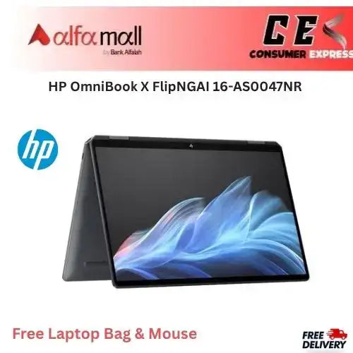 HP OmniBook X FlipNGAI 16AS0047NR Intel Core Ultra 7 256V 16GB 512GB Intel Arc 140V GPU Fingerprint Reader BL KB Stylus Pen 16 inch 3K OLED Touchscreen x360 Display