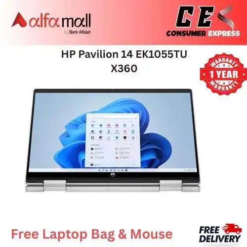 HP Pavili 14 EK1055TU X360 Intel Core i513th Gen 8GB Ram 512GB Hard Drive 14 Inch Touchscreen (New 1 Year Warranty) Free Bag & Mouse