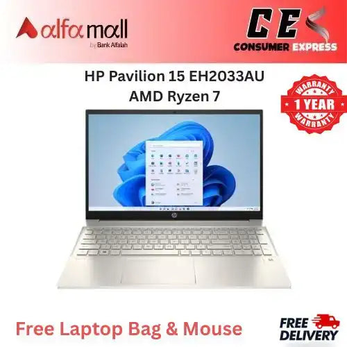 HP Pavili 15 EH2033AU AMD Ryzen 7 5825U 16GB Ram 1TB SSD 15.6 Inch FHD (New 1 Year Warranty) Free Bag & Mouse
