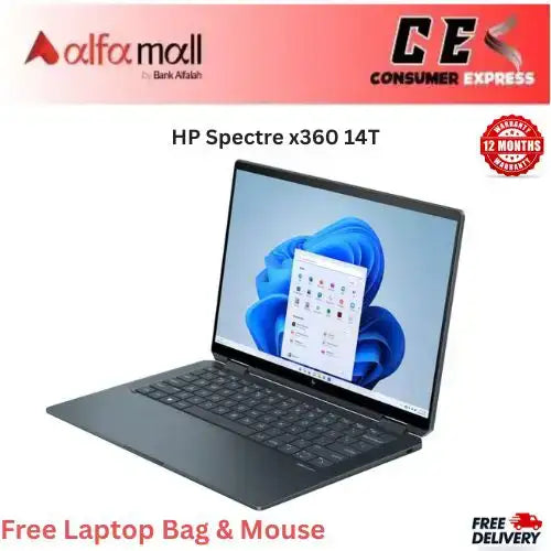 HP Spectre x360 14T Core Ultra 7 155H, 32GB DDR5 RAM, 2TB SSD, Intel Arc, 14Inch 3K OLED Touch, Black (Brand New, 1 Year Warranty)