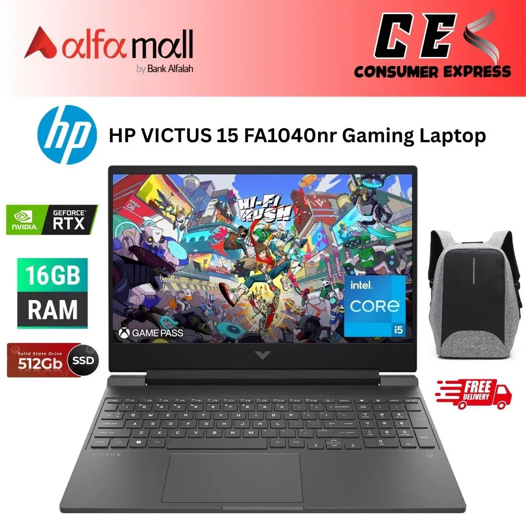 HP VICTUS 15 FA1040nr Gaming Laptop Alder Lake 12th Gen Core i5 12500H Processor 16GB 512GB SSD 6GB NVIDIA GeForce RTX4050 GDDR6 GC 15.6" Full HD 1080p IPS 144Hz Micro Edge Display B&O Play Backlit KB W11 (Mica Silver, NEW)