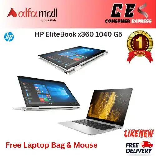 HP EliteBook x360 1040 G5 2in1 Touchscreen Laptop Intel Core i58350U, 8GB RAM, 512GB SSD, 14" Fhd Display Touchscreen, Wifi, Webcam, Windows 10 Pro (Like New) Free Bag & Mouse