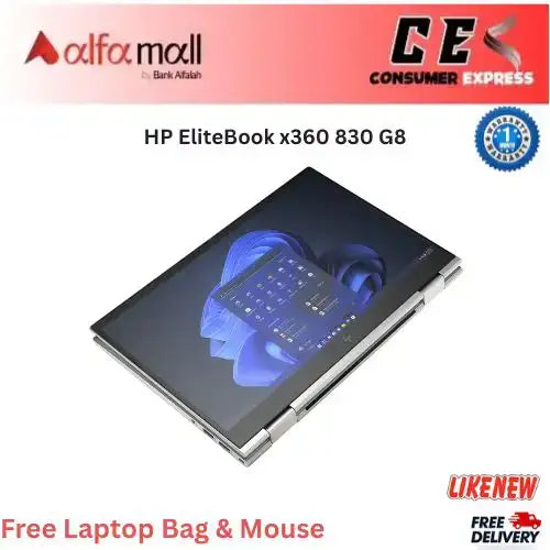HP EliteBook x360 830 G8 €“ Core i7 11th Gen, 16GB RAM, 512GB SSD, 13.3Inch FHD Touch, Thunderbolt 4 (Like New) Free Bag & Mouse