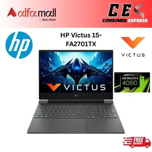 HP Victus 15 FA2701TX Gaming Laptop 13th Gen Core i513420H, 16GB DDR4, 512GB SSD, NVIDIA RTX 4050 6GB, 15.6" FHD IPS 144Hz, Win11, Mica Silver (1Yr Int Warranty)