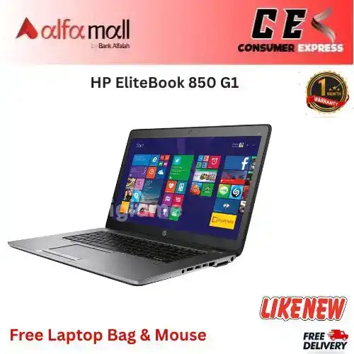 HP EliteBook 850 G1 Core i5 4th Gen (i54300U) 15.6" FHD Display 8GB RAM 128GB SSD Webcam Charger (Like New) Free Bag & Mouse (0% Markup Upto 6 Months)