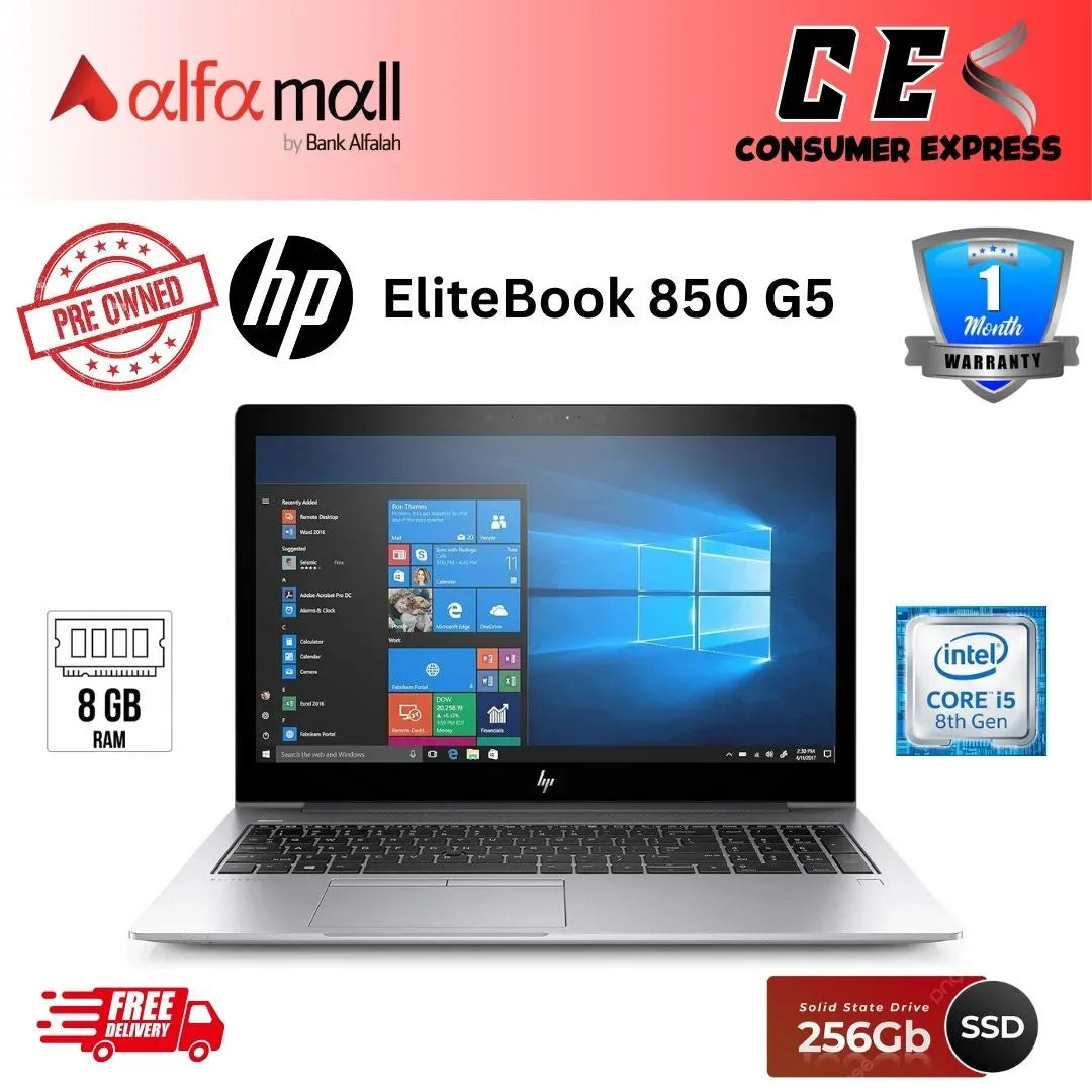 HP EliteBook 850 G5/G6 | Intel Core i5 (8th Gen) i5-8250U, 8 GB DDR4 SDRAM, 256 GB SSD, 15.6" FHD Display (LIKE NEW)