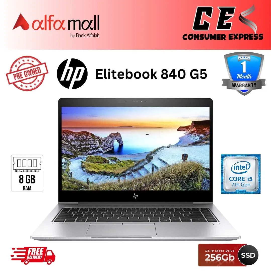 HP Elitebook 840 G5 Business Laptop 7th Gen Intel Core i57300U, 14" FHD (1920 x 1080) Display, 8 GB RAM, 256GB SSD, Windows 10 Pro (Preowned)