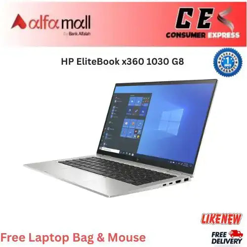 HP EliteBook x360 1030 G8 – Core i5 11th Gen, 16GB RAM, 512GB SSD, 13.3-Inch FHD Touch, FaceID (Like New) - Free Bag & Mouse -