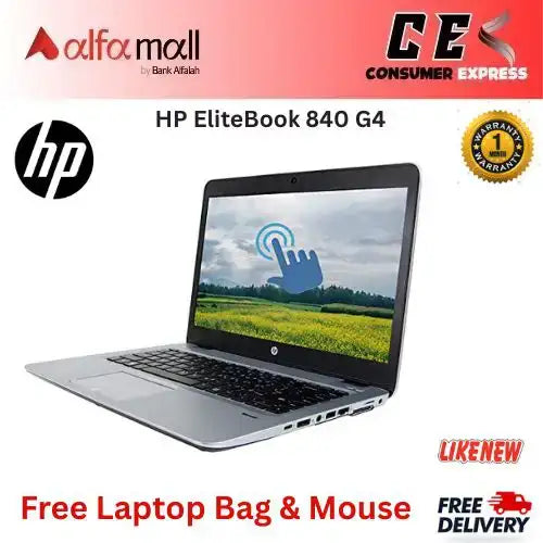 HP EliteBook 840 G4 Laptop Intel Core i57300U, 8GB RAM DDR4, 256GB SSD, Intel Graphics, 14" FHD Display, Fingerprint Reader, Windows 10 Pro,Backlit Keyboard Free Bag and Mouse (Like New)