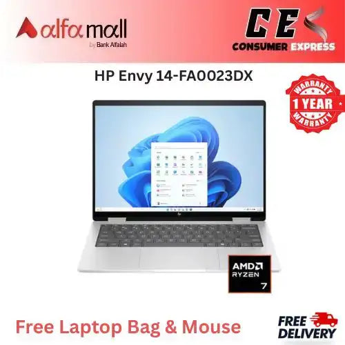 HP Envy 14FA0023DX AMD Ryzen 78840HS 16GB Ram 1TB SSD 14 Inch WUXGA IPS Touchscreen Win 11 (New 1 Year Warranty) Free Bag & Mouse