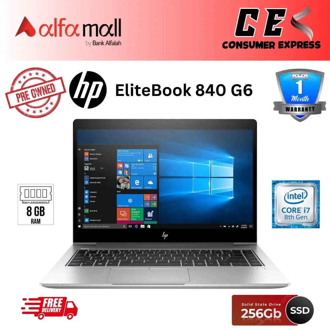 HP EliteBook 840 G6 Core i78665U 8th Gen 8GB RAM 256GB SSD 14.1" FHD PreOwned