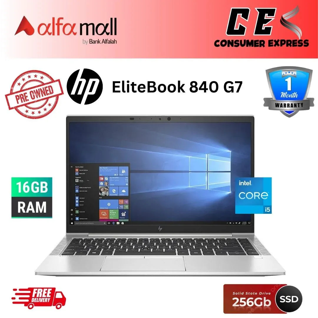 HP EliteBook 840 G7 | Intel Core i5-10210U, 16GB RAM, 256GB SSD, Intel UHD 620, Backlit KB, 14" FHD IPS DISPLAY (Like New) Free Bag & HP WIreless Mouse