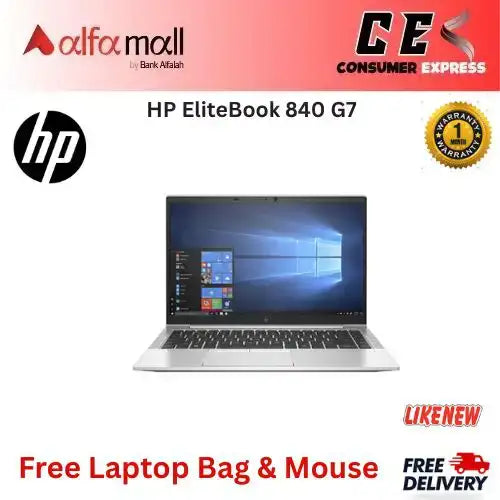 HP EliteBook 840 G7 14Inch FHD IPS Business Laptop Intel Core i510th Gen, 32GB RAM, 512GB PCIe SSD, Intel UHD 620, 1920x1080, FP Reader, BaCalvin Kleinlit KB, WiFi 6, BT 5, HD Webcam, Win 10 Pro Free Bag and Mouse (Like New)