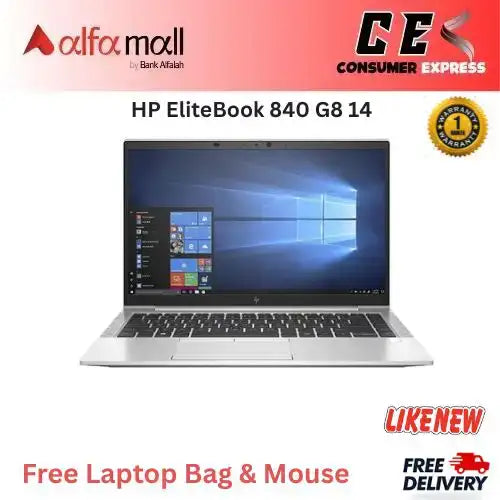 HP EliteBook 840 G8 14" Notebook Full HD 1920 x 1080 Intel Core i7 11th Gen i71165G7 Quadcore (4 Core) 2.80 GHz 16 GB Total RAM 512 GB SSD Silver, Free Bag and Mouse (Preowned)