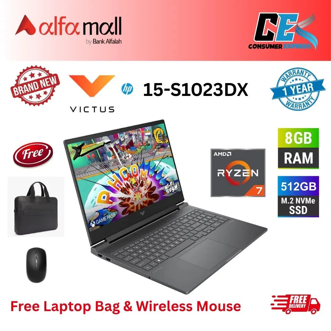 HP Victus 16S1023DX Gaming Laptop AMD Ryzen 7 8845HS 16GB 512GB, NVIDIA GeForce RTX 4070 8GB, 16.1" FHD 144Hz IPS, Backlit KB (New, 1Yr Internial Warranty) Free Bag & Mouse