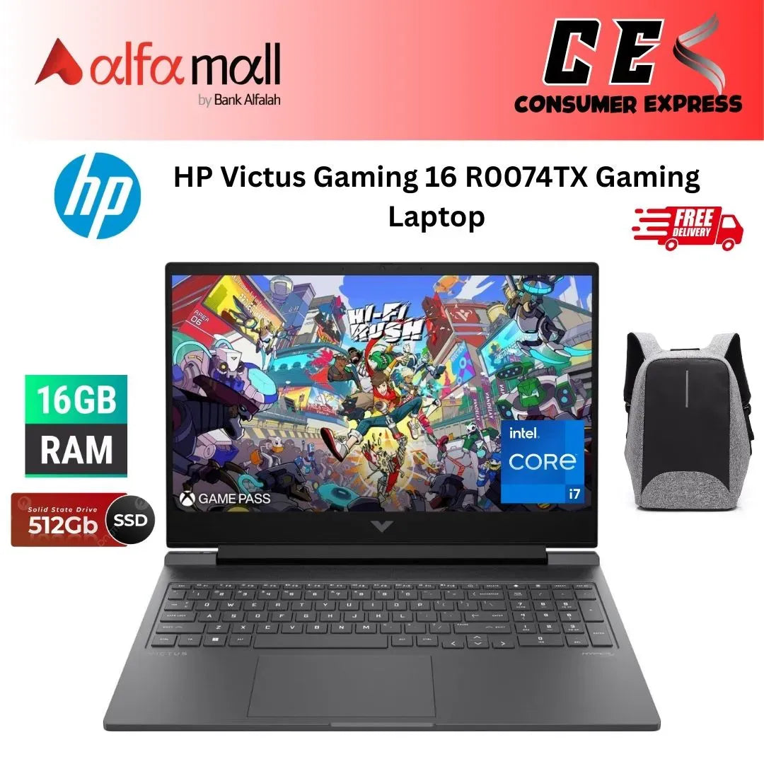HP Victus Gaming 16 R0074TX 13th Gen Core i7 13700HX (16 Core) 16GB 512GB SSD 8GB NVIDIA GeForce RTX4060 GDDR6 GC 16.1Inch FHD IPS 165Hz 1Ze RGB BKB TPM W11 (Mica Silver, HP Warranty)