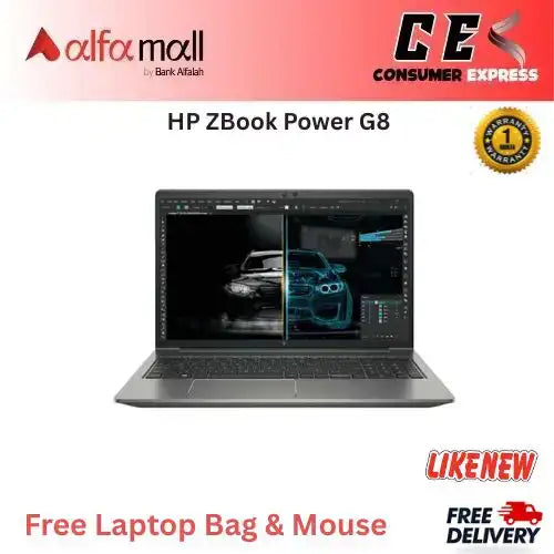 HP ZBook Power G8 15.6" Rugged Mobile Worksti Full HD 1920 x 1080 Intel 11th Gen i711850H Octacore (8 Core) 2.50 GHz 32 GB RAM 512 GB SSD Quadro T2000 Graphic card Free Bag and Mouse (Preowned)