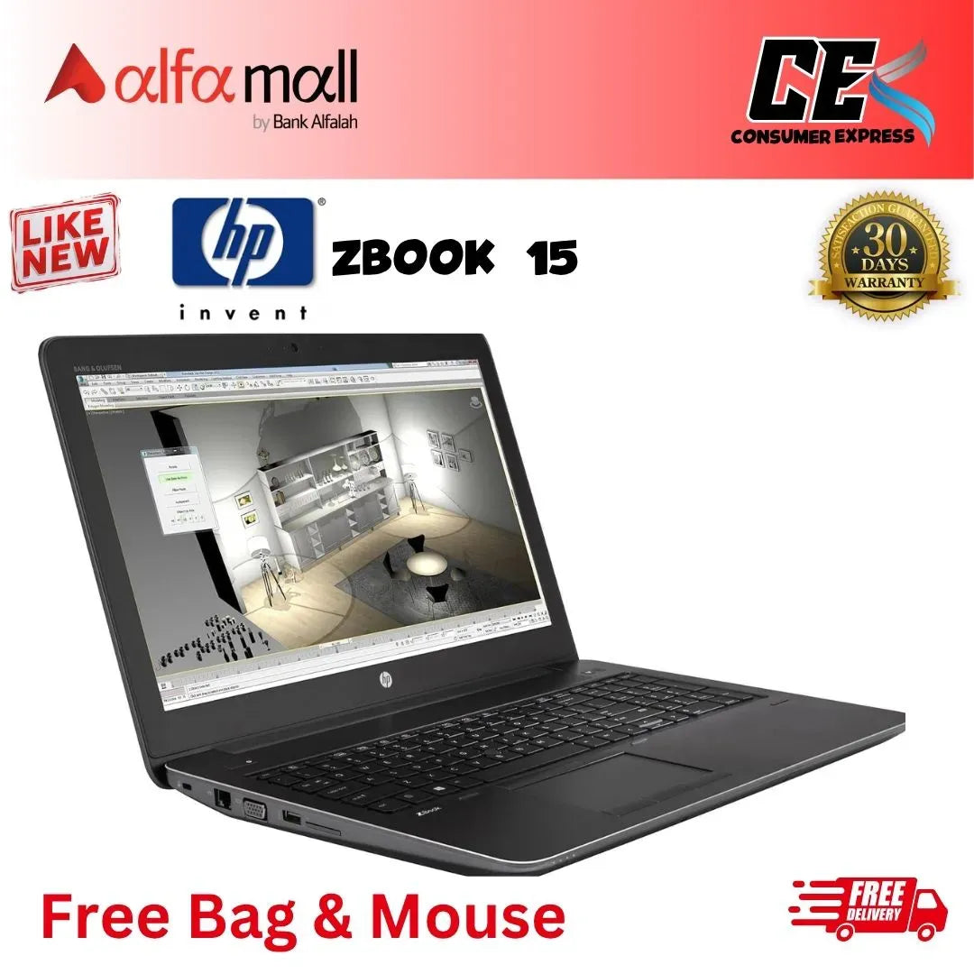 HP Zbook 15 Workstation Core-i5-4th Gen 8GB RAM 256GB SSD 15.6-Inch Display (Like New) - Free Bag & Mouse