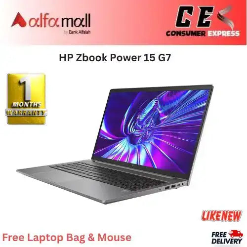 HP Zbook Power 15 G7 Core i7 10th Generation 16GB Ram 512GB SSD 15.6" Display 4GB NVIDIA Quadro T2000 Graphics (Like New) - Free Bag & Mouse -