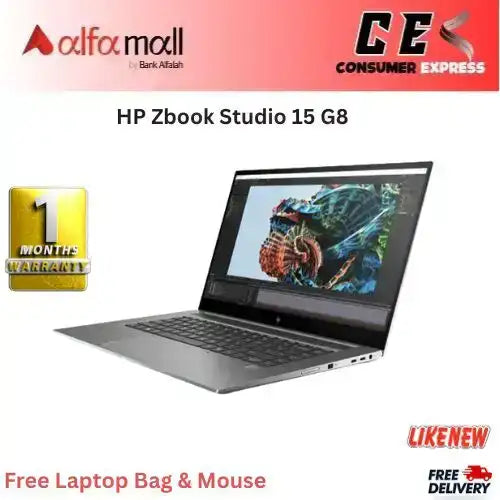 HP ZBook Studio 15 G8 WorkStation Intel OctaCore i7-11850H,16GB DDR4,256GB NVMe SSD,15.6Inch FHD IPS LED Display,NVIDIA T1200 4GB GDDR6 (Like New) Free Bag & Mouse (0% Markup Upto 6 Months)