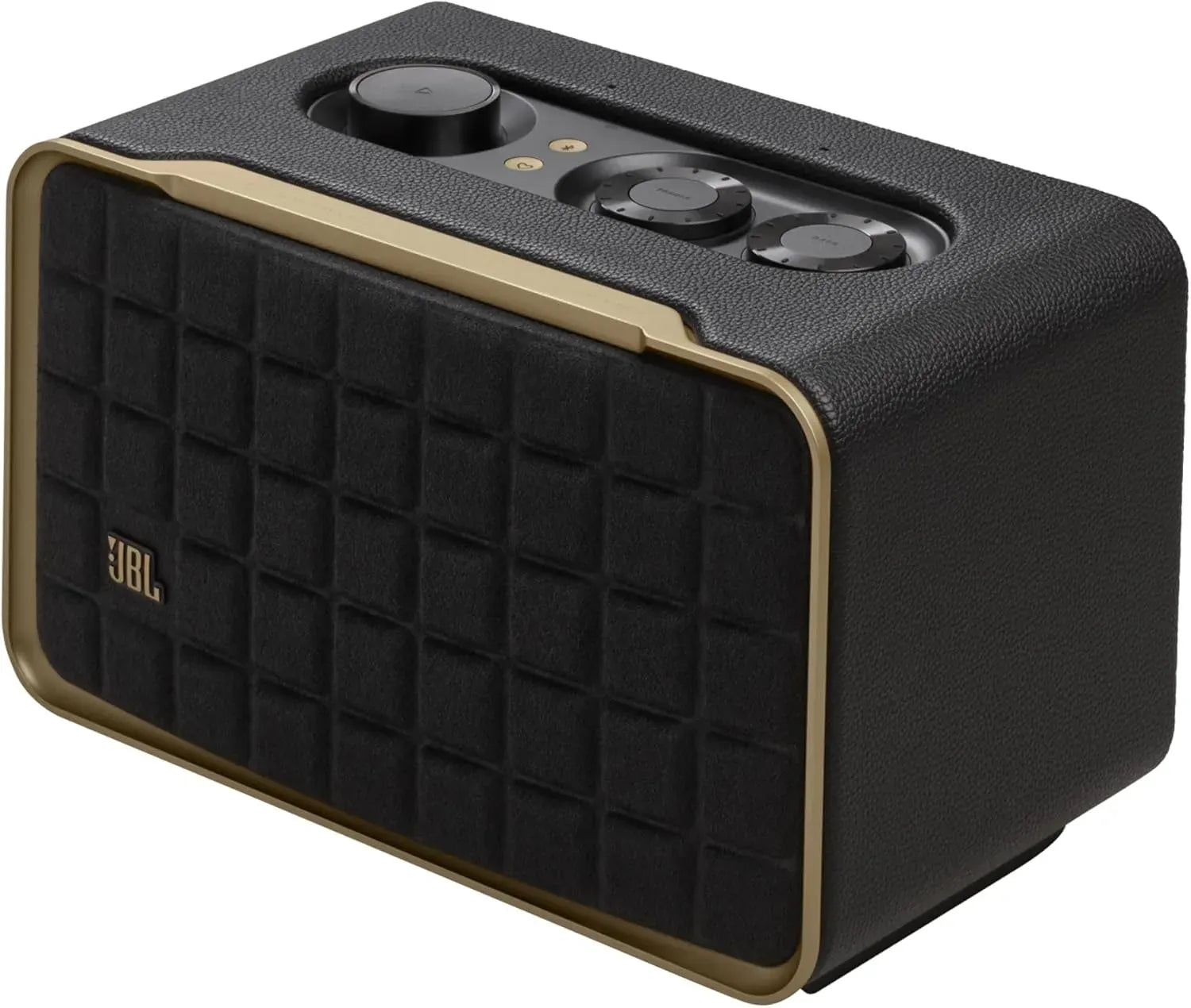 JBL Authentics 200 Smart Home Speaker WiFi Bluetooth Voice Assistants, Retro Design, MultiRoom Playback, Automic Self Tuning, Black