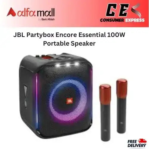 JBL Partybox Encore Essential | 100W Sound | Built-in Dynamic Light Show, and Splash Proof Design, Black, JBLPBENCOREESSUK