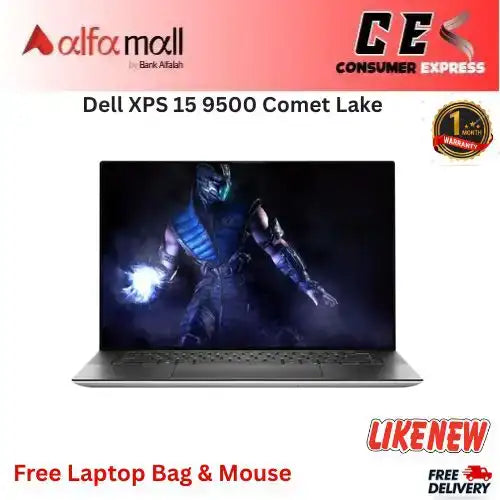 Dell XPS 15 9500 Comet Lake Core i7 10th Gen 16GB RAM DDR4 512GB SSD NVMe Nvidia GeFoRoberto Cavallie GTX 1650ti 4GB Dediced Graphics Card 15.6 Inch Display (Like New) Free Bag & Mouse