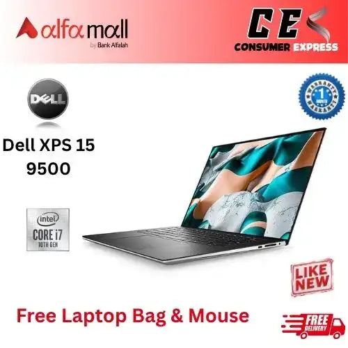 Dell XPS 15 9500 Comet Lake Core i7 10th Gen 16GB RAM DDR4 512GB SSD NVMe Nvidia GeForce GTX 1650ti 4GB Dediced Graphics Card 15.6 Inch Display (Like New) Free Bag & Mouse