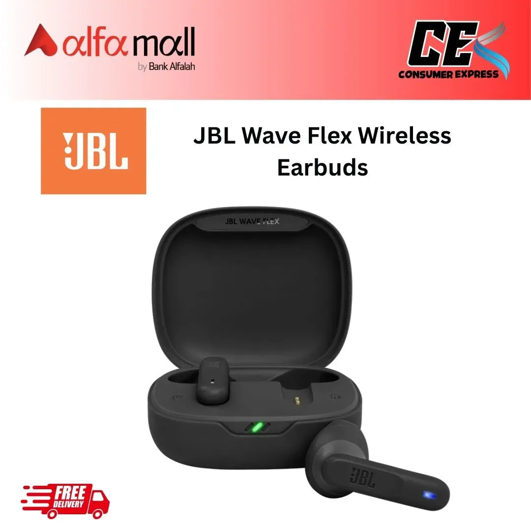 JBL Wave Flex Wireless Earbuds with Upto 32 Hours Bterty Life Black