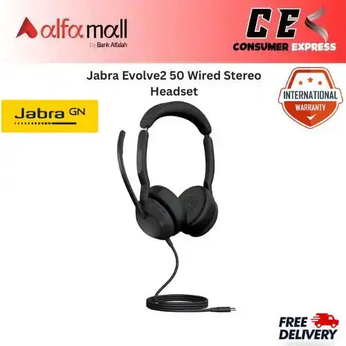 Jabra Evolve2 50 Wired Stereo Headset Dual ear USBA