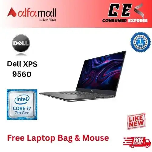 Dell XPS 9560 Core i7 7th Gen 16GB RAM 512GB SSD 4GB Nvidia GeForce GTX 1050 Touchscreen 4K 15.6 Inch Display (Like New) Free Bag & Mouse