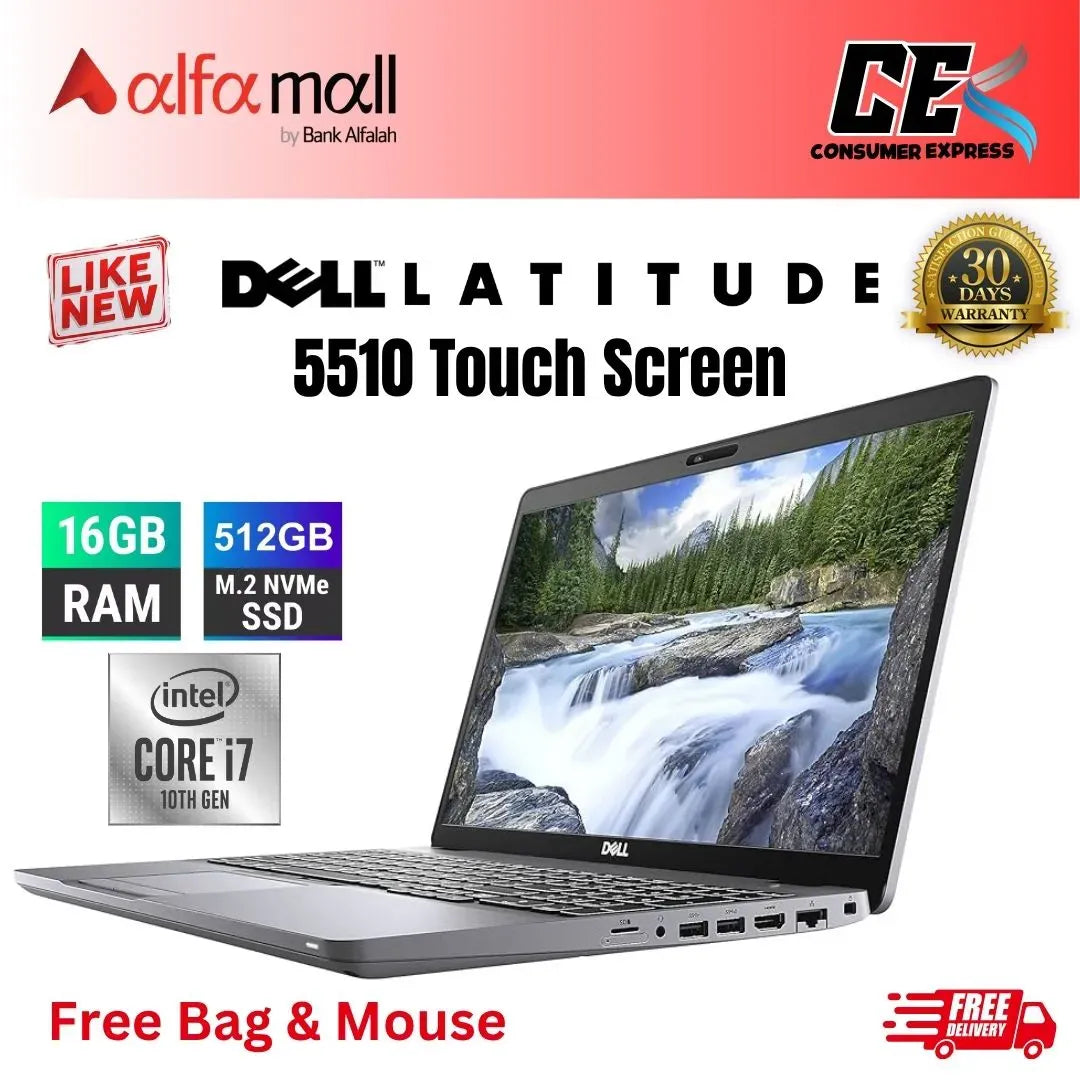Dell litude 5510 TOUCH SCREEN Core i7 10th generi (10810U) 16GB RAM 512GB SSD 15 Inch FHD Display (Like New)