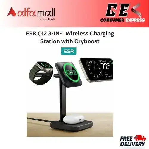 ESR QI2 3IN1 Wireless Charging Sti with Cryboost