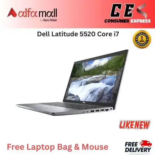 Dell Litude 5520 Core i71165G7 11th Gen 16GB RAM 512GB SSD 15.6" FHD (Like New) Free Bag & Mouse