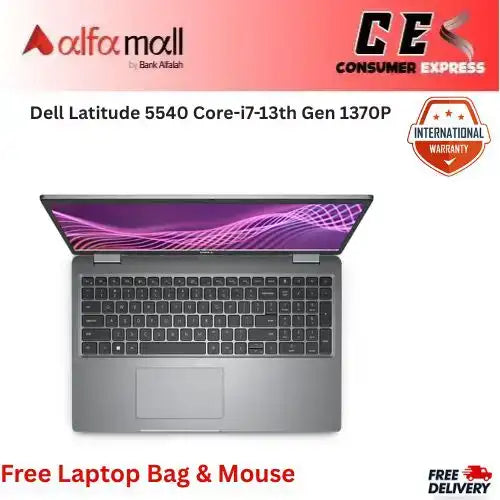 Dell Litude 5540 Corei713th Gen 1370P 16GB RAM 512GB SSD 2GB Graphics Card MX550 15.6€³ Display New, Internial Warranty
