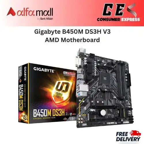 Gigabyte B450M DS3H V3 AMD Motherboard AM4 DDR4 Rev 1